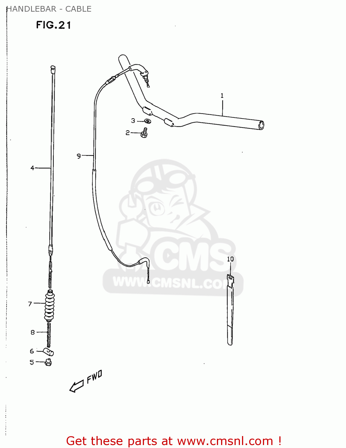 HANDLEBAR - CABLE JR50 1998 (W) USA (E03)