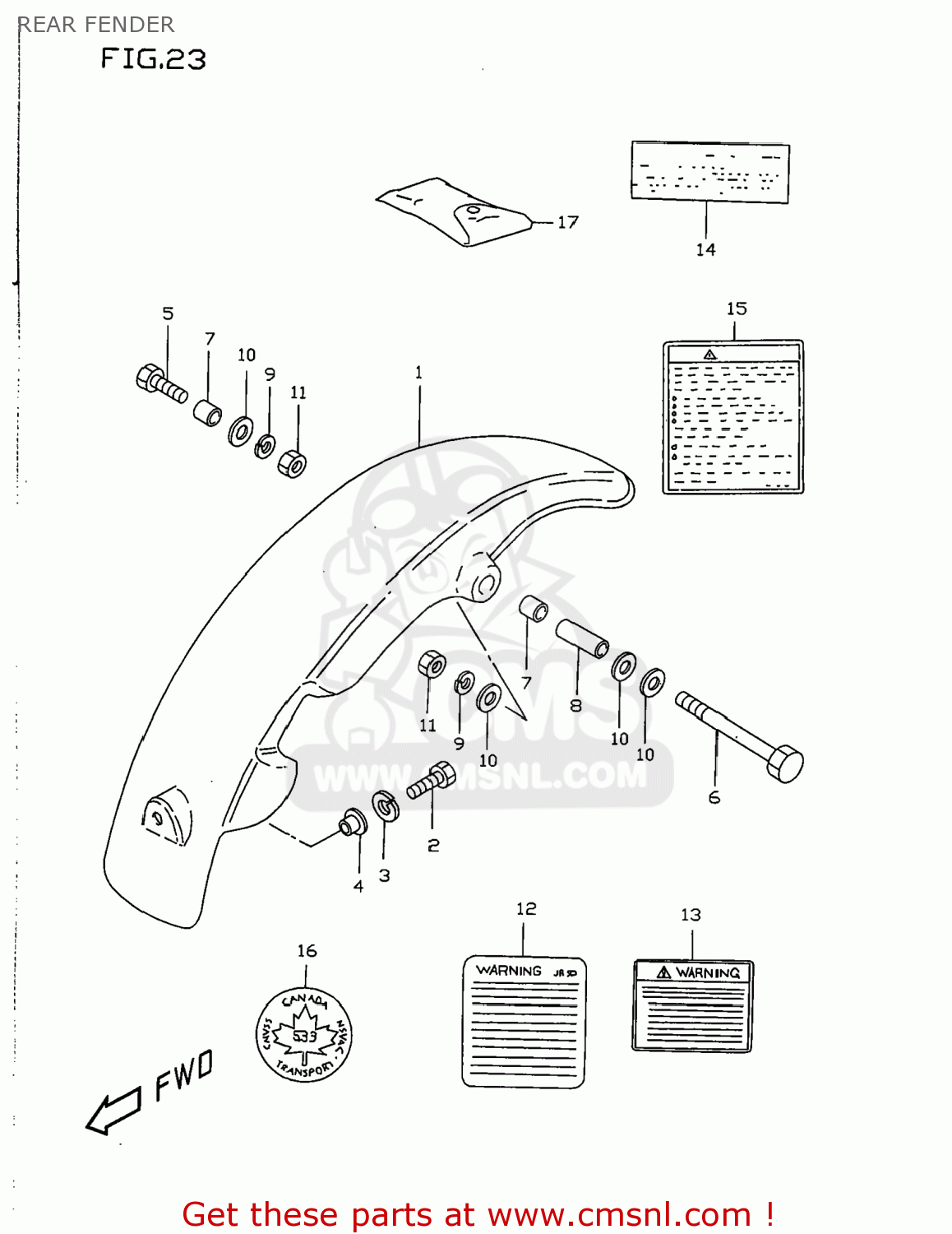 REAR FENDER JR50 1998 (W) USA (E03)