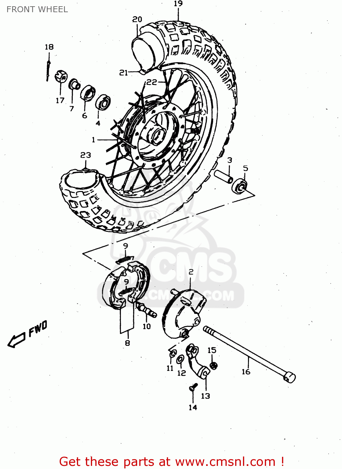 FRONT WHEEL JR50 1999 (X) USA CANADA (E03 E28)