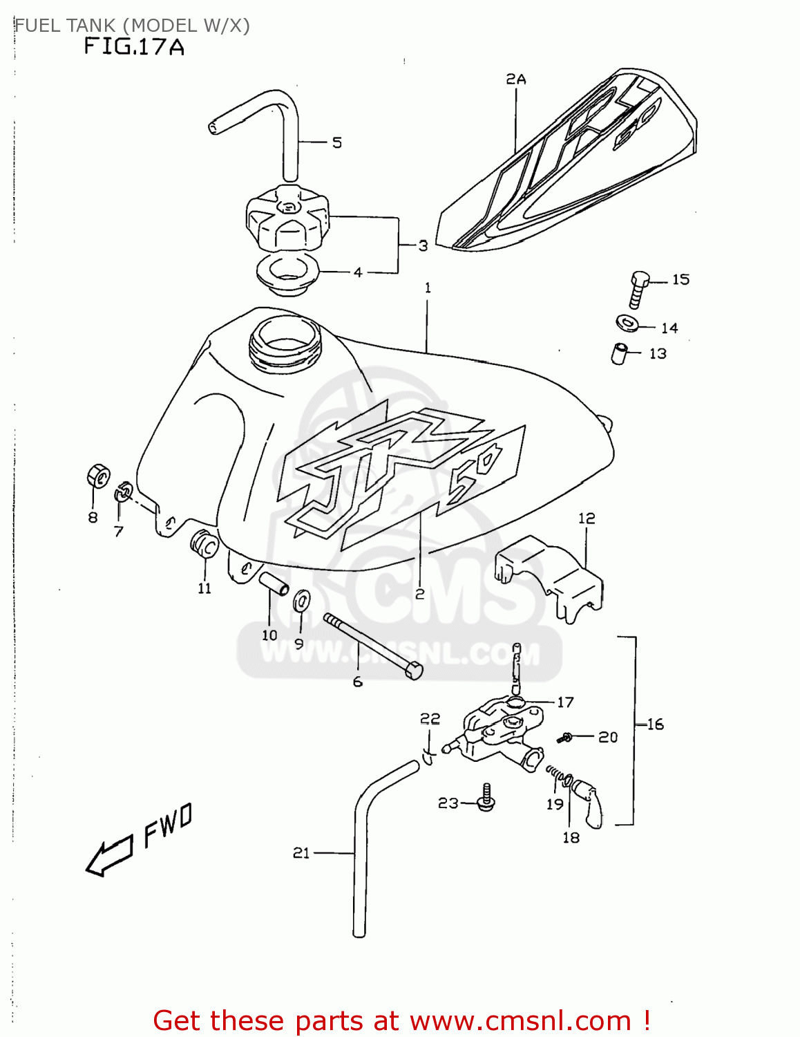 FUEL TANK (MODEL W/X) JR50 1999 (X) USA (E03)