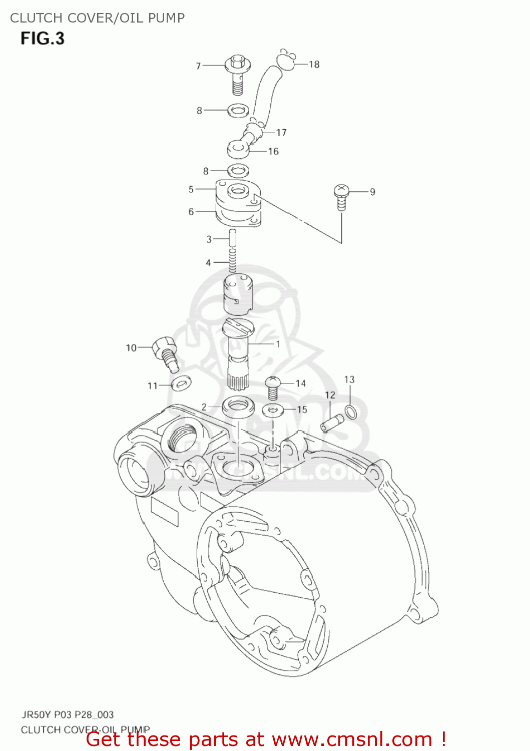 CLUTCH COVER/OIL PUMP JR50 2000 (Y) USA (E03)