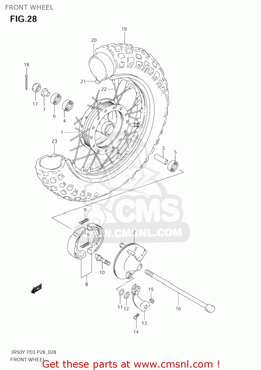 FRONT WHEEL JR50 2000 (Y) USA (E03)