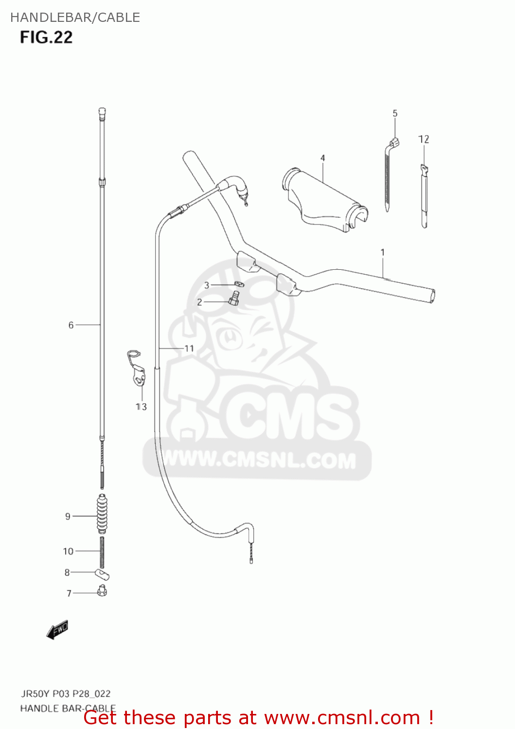 HANDLEBAR/CABLE JR50 2000 (Y) USA (E03)