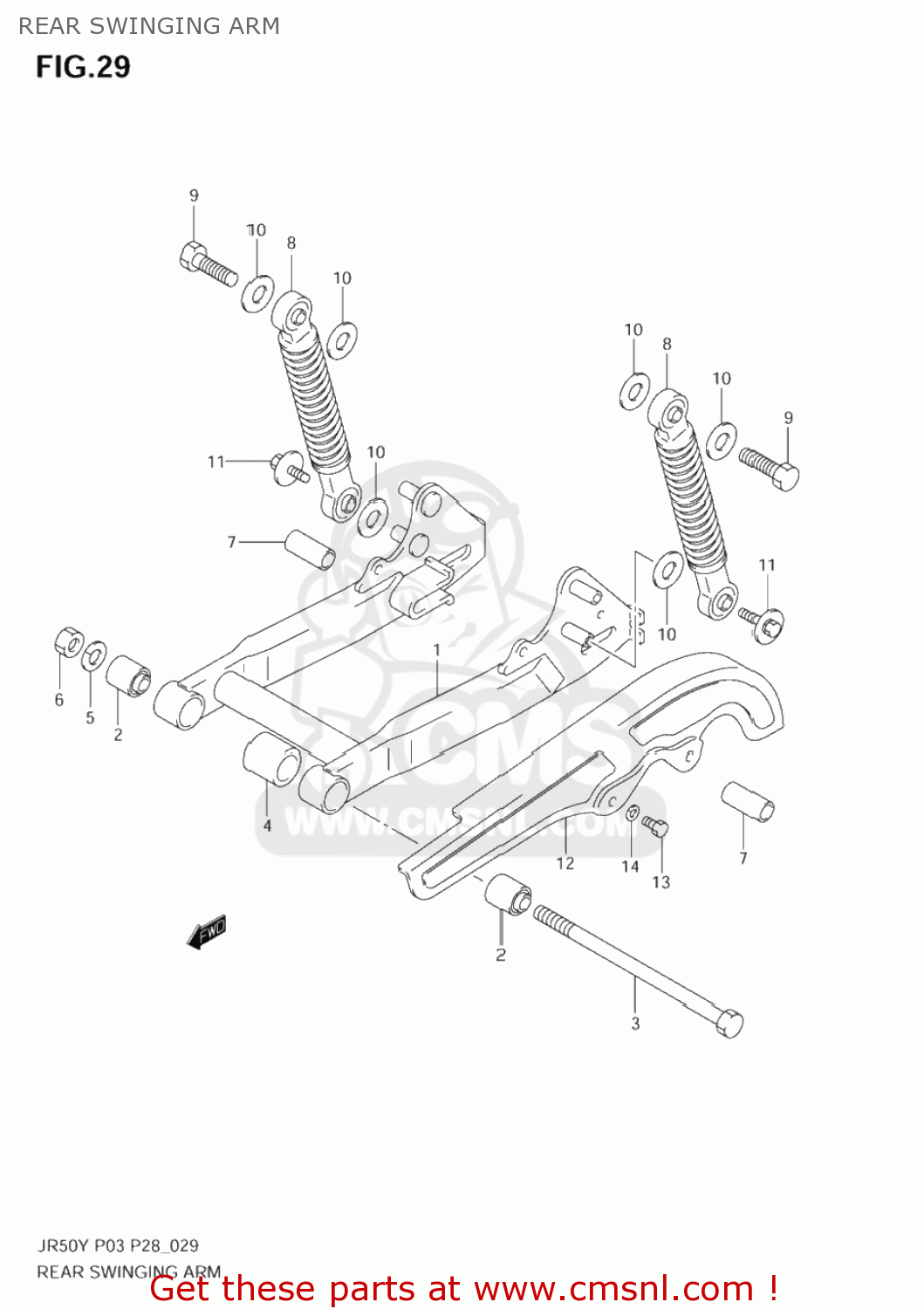 REAR SWINGING ARM JR50 2000 (Y) USA (E03)