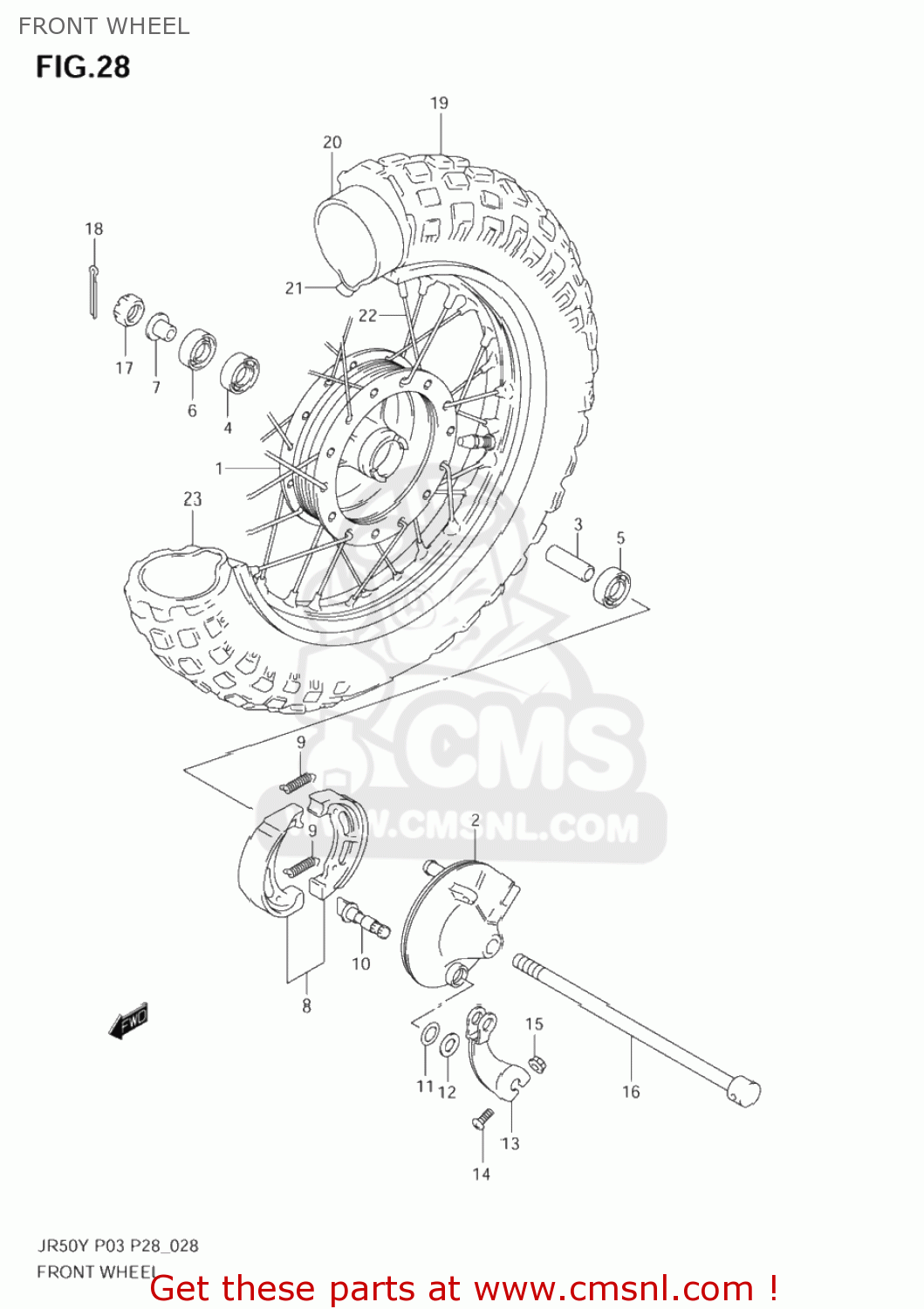 FRONT WHEEL JR50 2001 (K1) USA (E03)