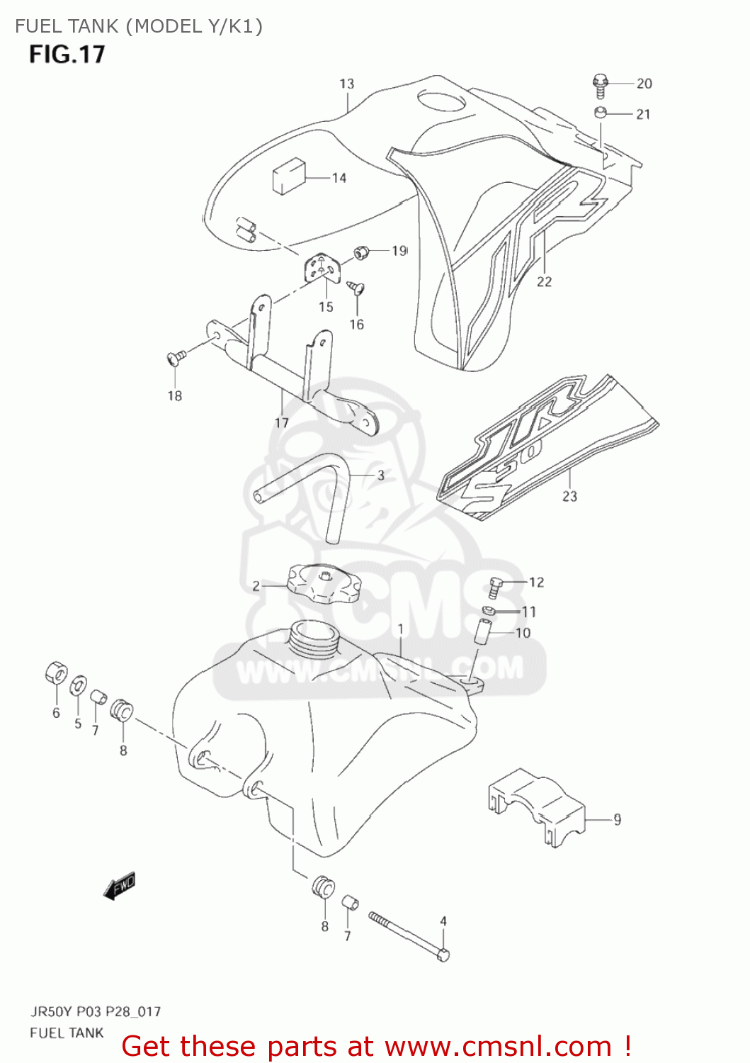 FUEL TANK (MODEL Y/K1) JR50 2001 (K1) USA (E03)