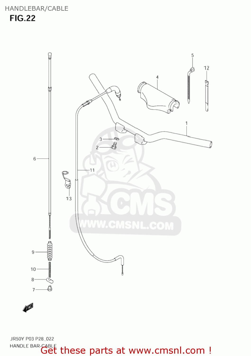 HANDLEBAR/CABLE JR50 2001 (K1) USA (E03)