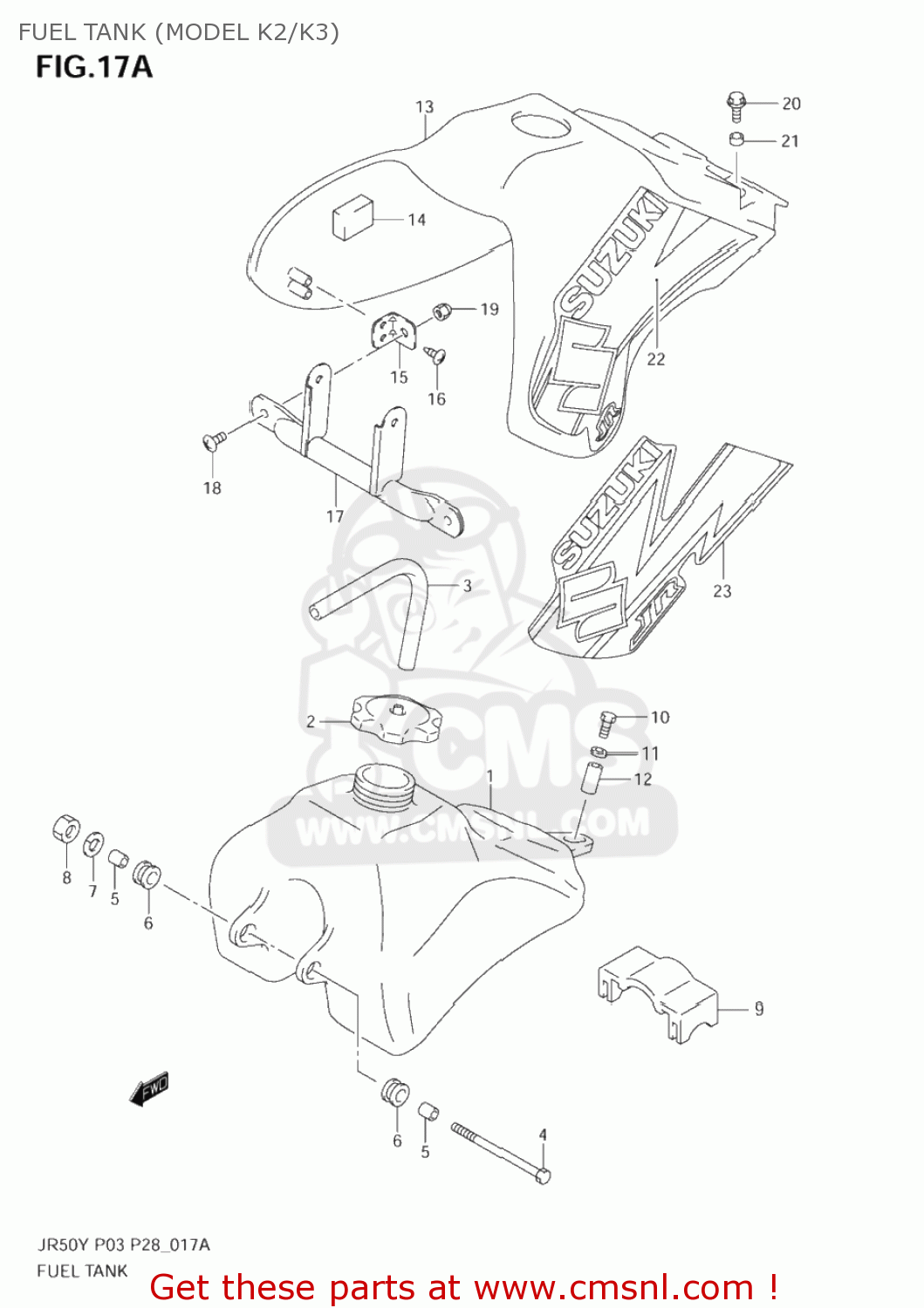 FUEL TANK (MODEL K2/K3) JR50 2002 (K2) USA (E03)