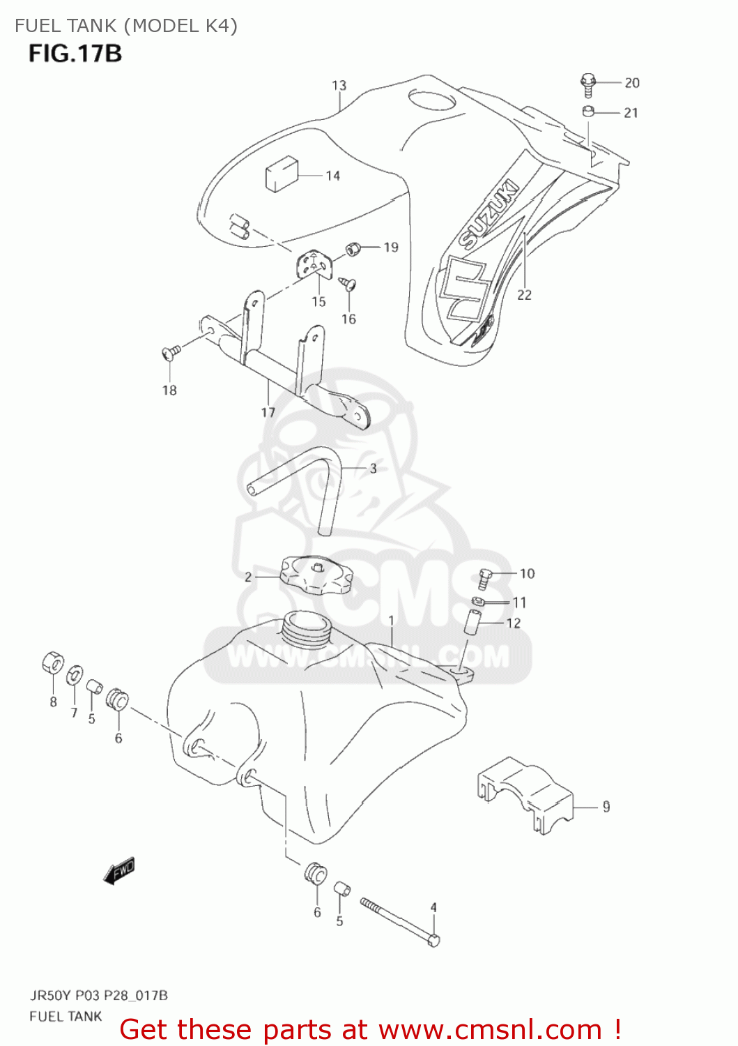 FUEL TANK (MODEL K4) JR50 2004 (K4) USA (E03)