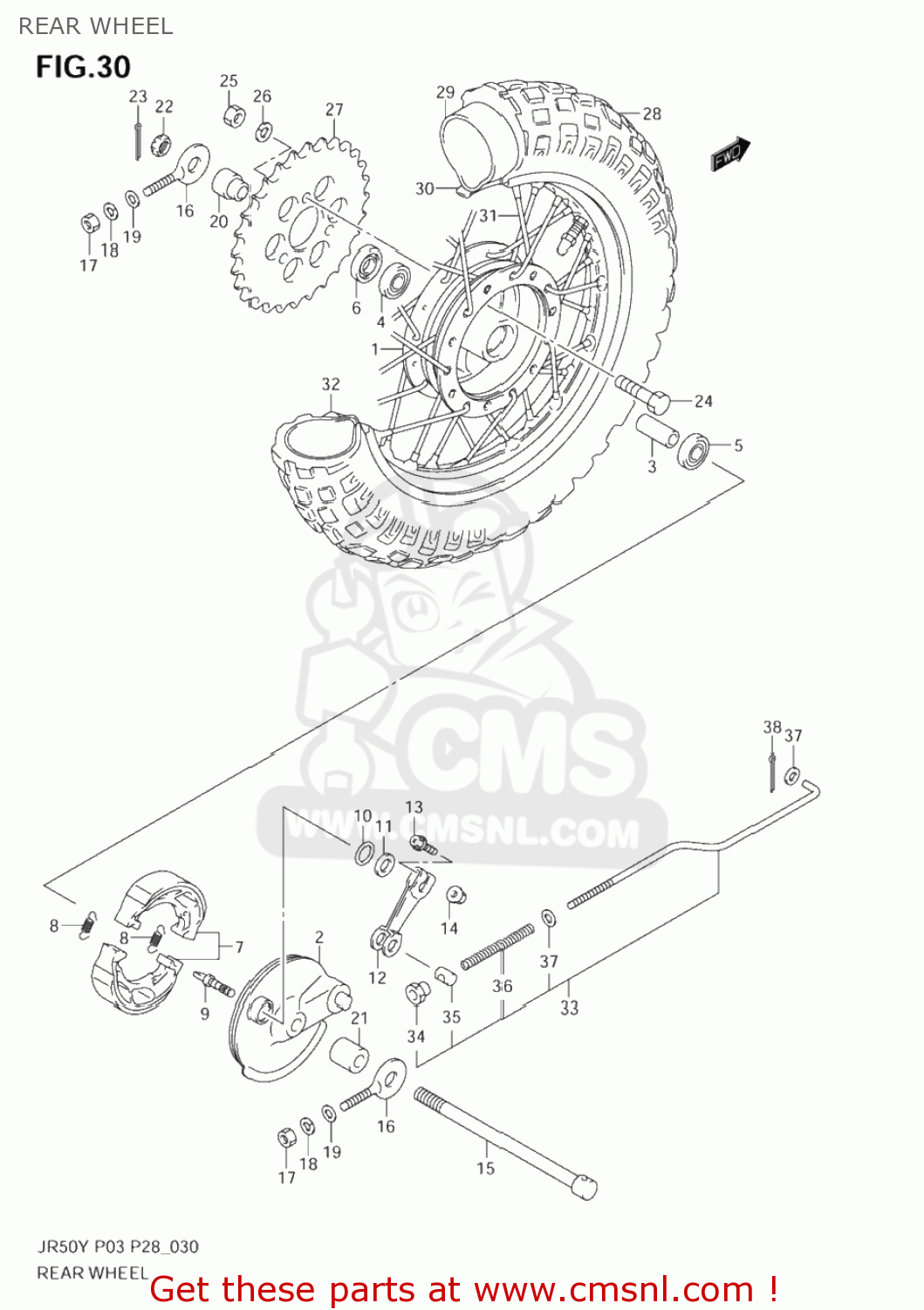 REAR WHEEL JR50 2004 (K4) USA (E03)