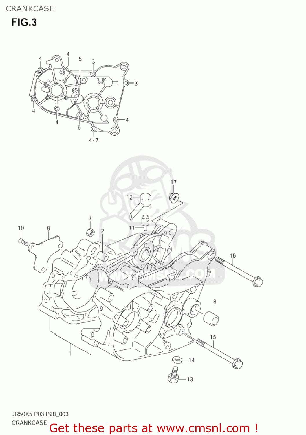 CRANKCASE JR50 2005 (K5) USA (E03)