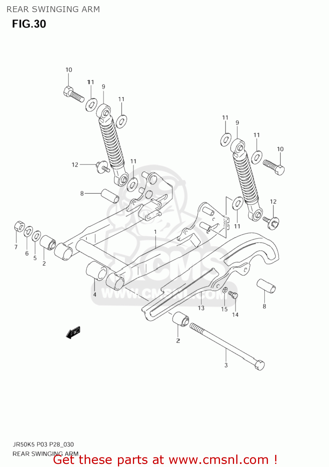 REAR SWINGING ARM JR50 2005 (K5) USA (E03)