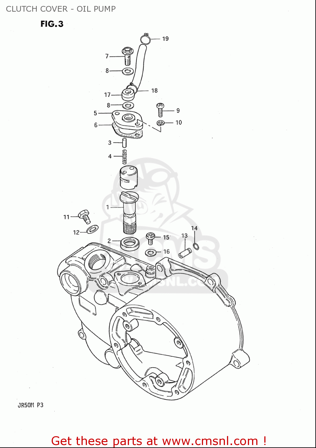CLUTCH COVER - OIL PUMP JR50 85 86 87 88 89 90 91 (F) (G) (H) (J) (K) (L) (M) USA (E03)