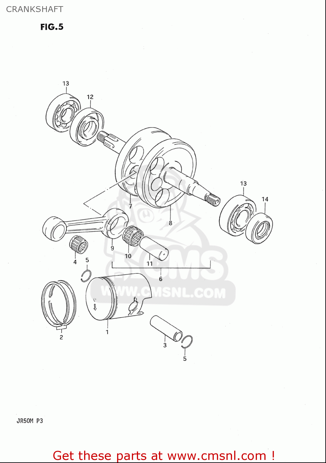 CRANKSHAFT JR50 85 86 87 88 89 90 91 (F) (G) (H) (J) (K) (L) (M) USA (E03)