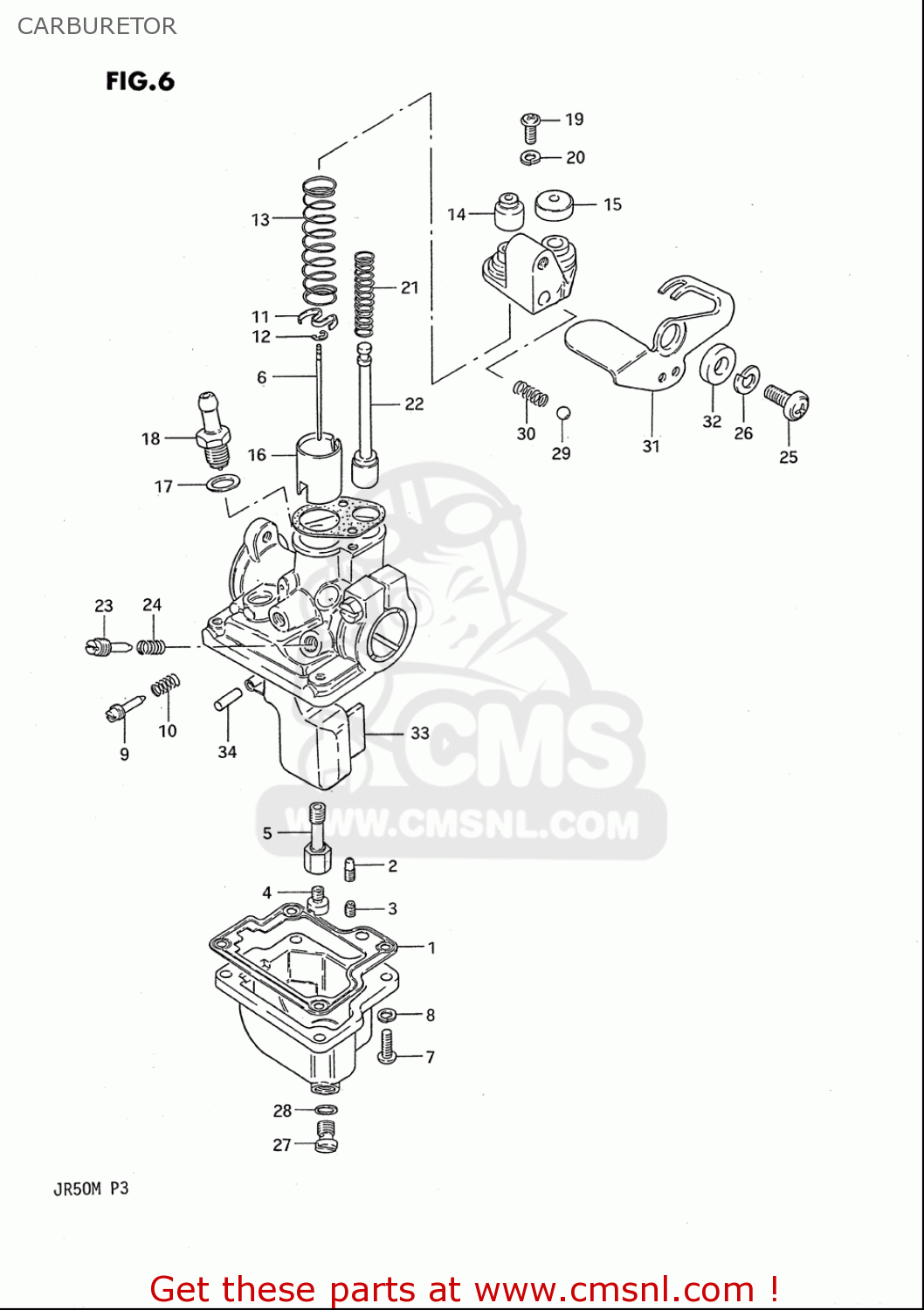 CARBURETOR JR50 85 86 87 88 89 90 91 (F) (G) (H) (J) (K) (L) (M) USA (E03)