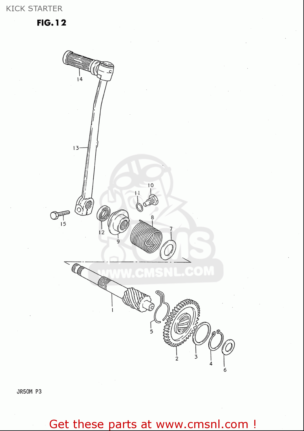 KICK STARTER JR50 85 86 87 88 89 90 91 (F) (G) (H) (J) (K) (L) (M) USA (E03)