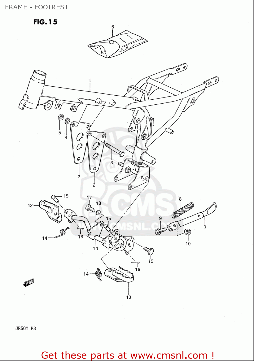 FRAME - FOOTREST JR50 85 86 87 88 89 90 91 (F) (G) (H) (J) (K) (L) (M) USA (E03)