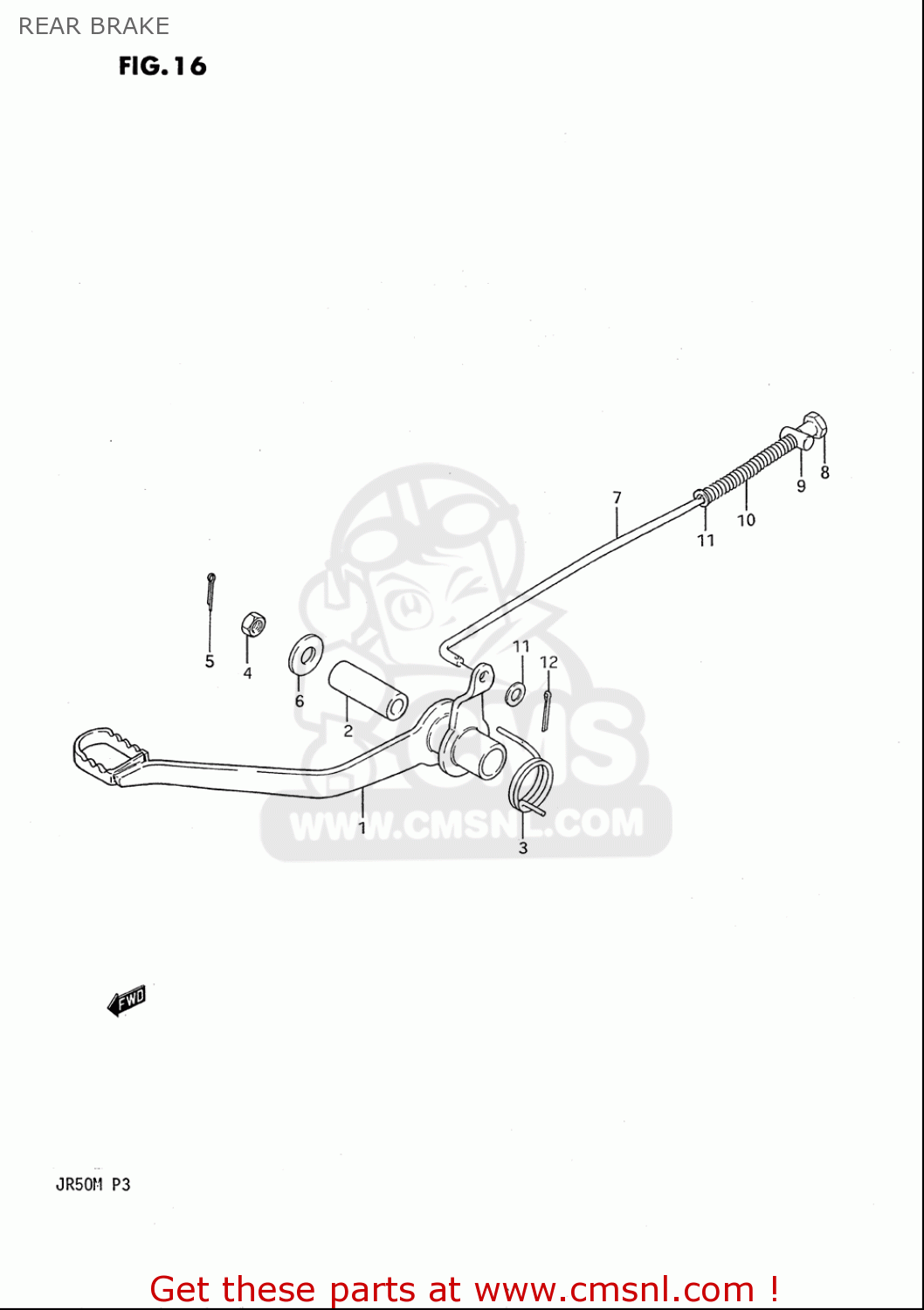 REAR BRAKE JR50 85 86 87 88 89 90 91 (F) (G) (H) (J) (K) (L) (M) USA (E03)