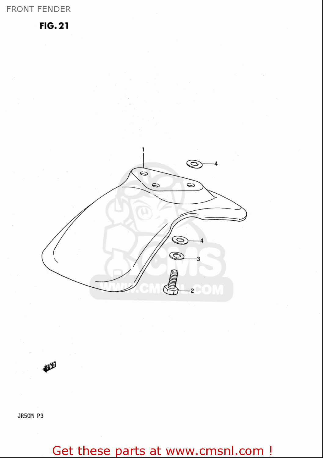 FRONT FENDER JR50 85 86 87 88 89 90 91 (F) (G) (H) (J) (K) (L) (M) USA (E03)