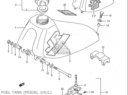 FUEL TANK (MODEL J/K/L) - JR50 85 86 87 88 89 90 91 (F) (G) (H) (J) (K) (L) (M) USA (E03)