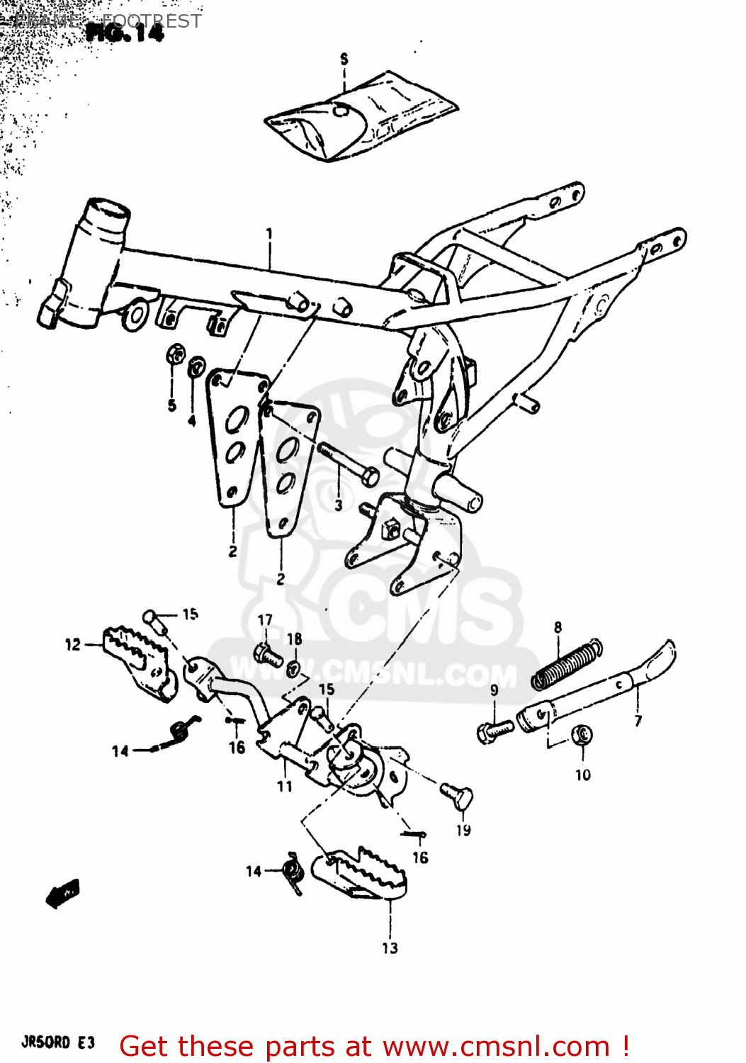 FRAME - FOOTREST JR50R 1983 (D) USA (E03)