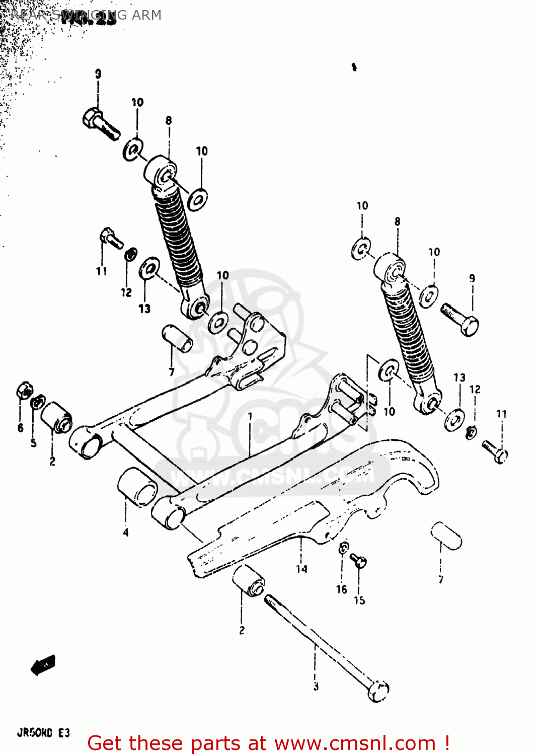 REAR SWINGING ARM JR50R 1983 (D) USA (E03)