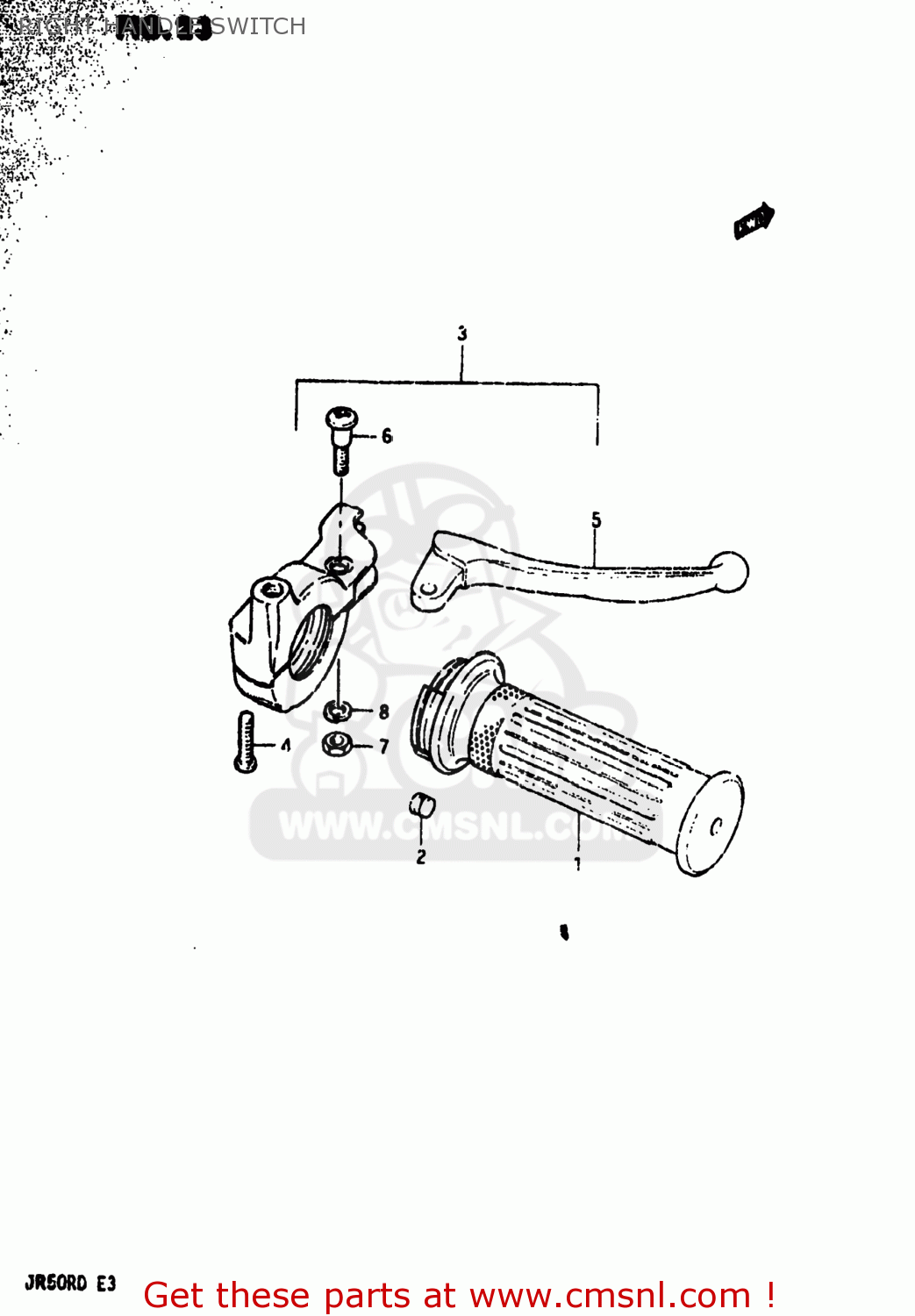 RIGHT HANDLE SWITCH JR50R 1983 (D) USA (E03)