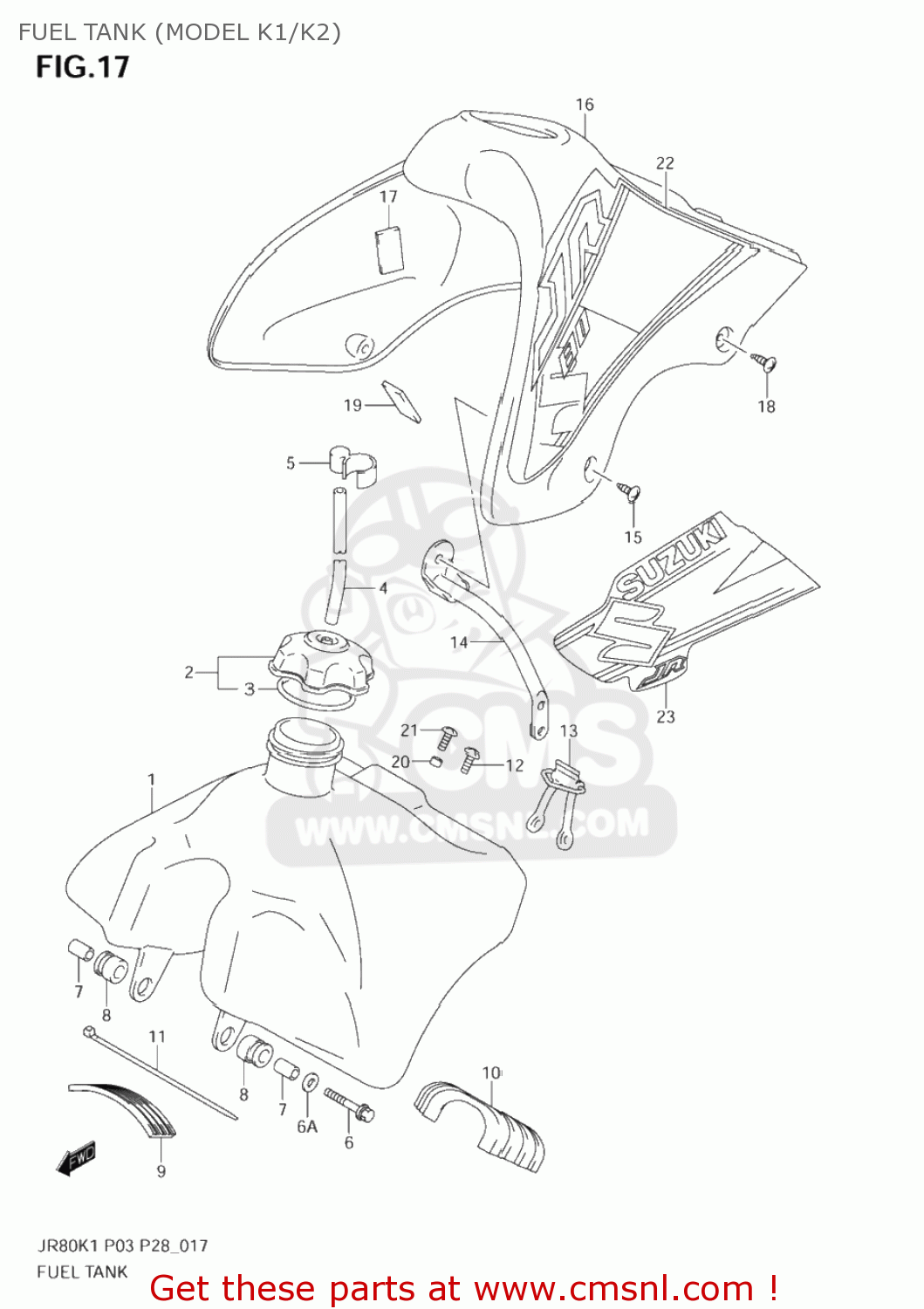 FUEL TANK (MODEL K1/K2) JR80 2001 (K1) USA (E03)