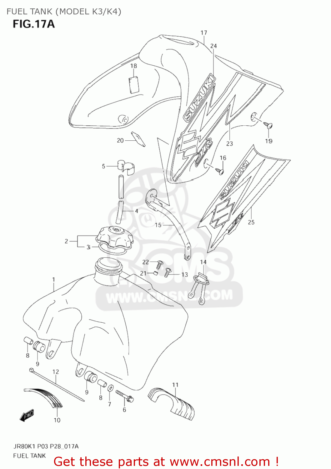 FUEL TANK (MODEL K3/K4) JR80 2001 (K1) USA (E03)