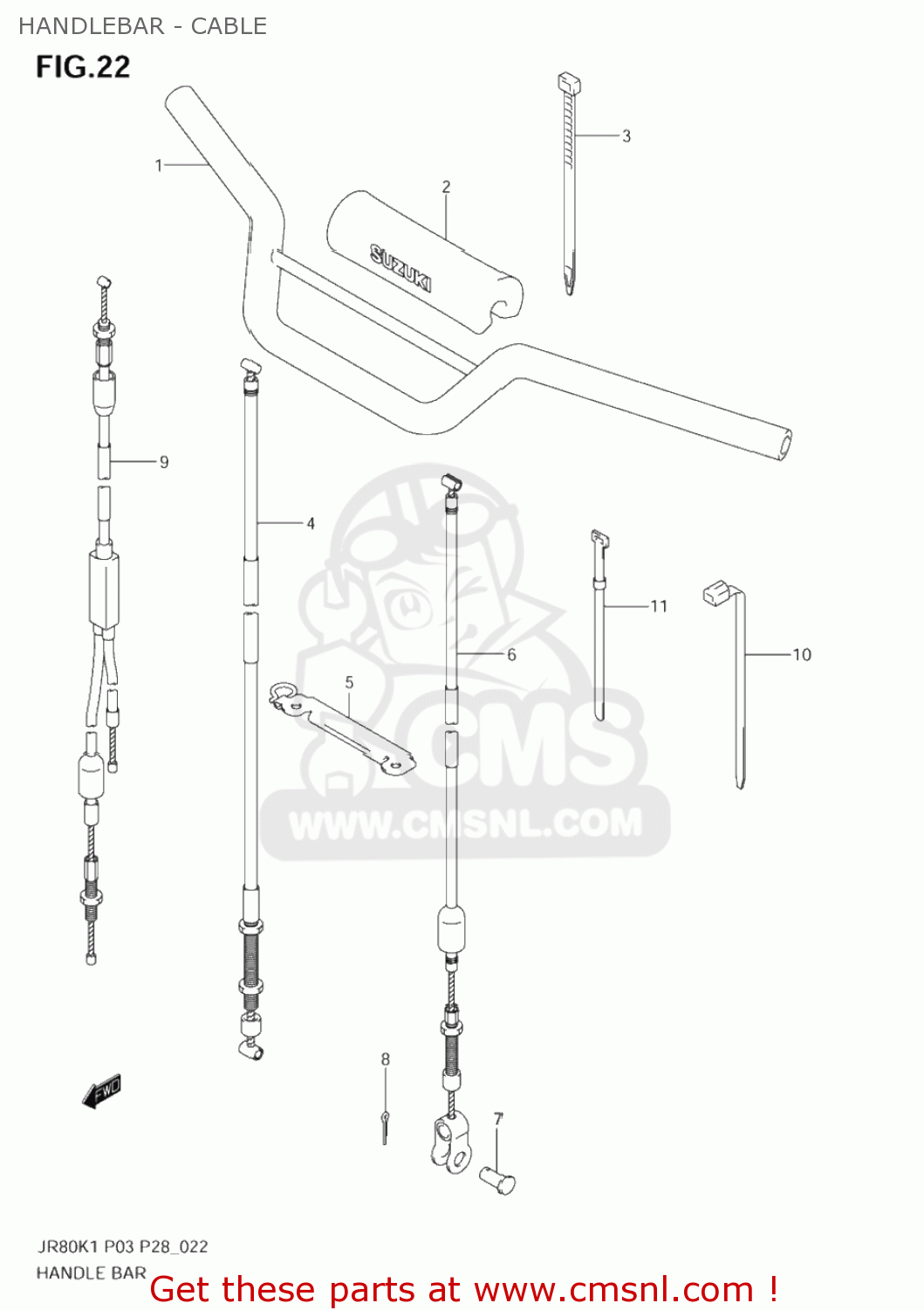 HANDLEBAR - CABLE JR80 2001 (K1) USA (E03)