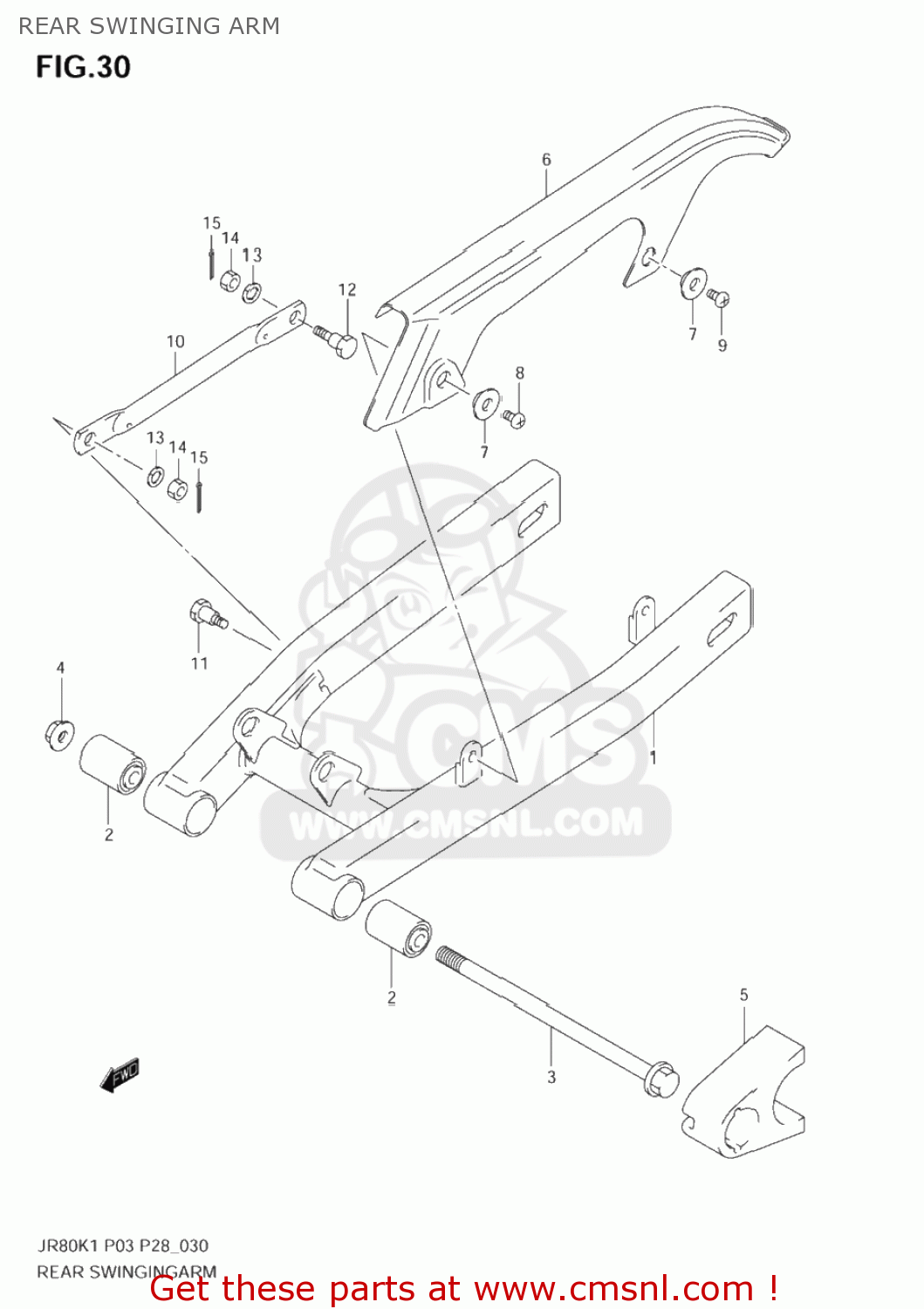 REAR SWINGING ARM JR80 2001 (K1) USA (E03)