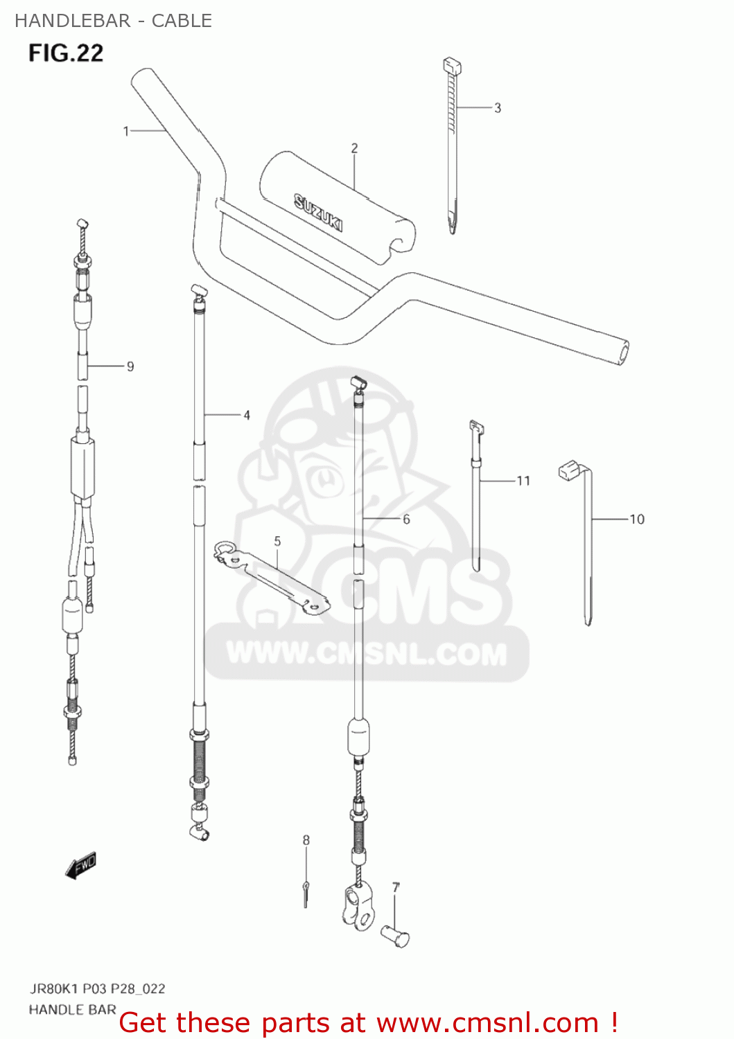 HANDLEBAR - CABLE JR80 2003 (K3) USA (E03)