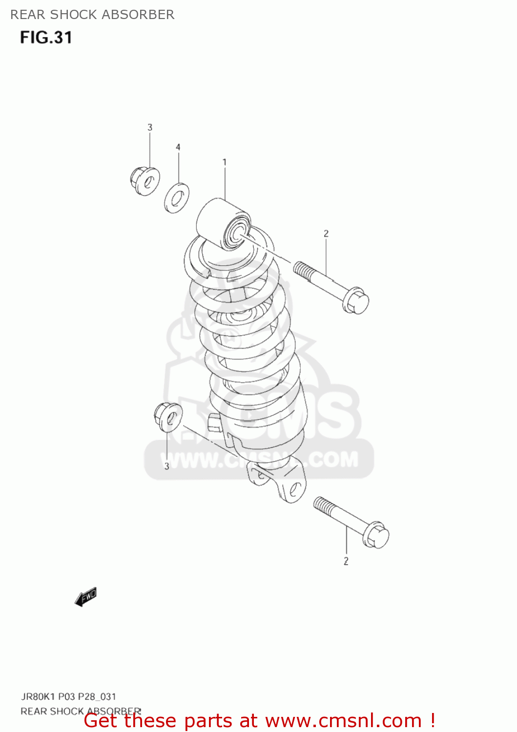 REAR SHOCK ABSORBER JR80 2004 (K4) USA (E03)