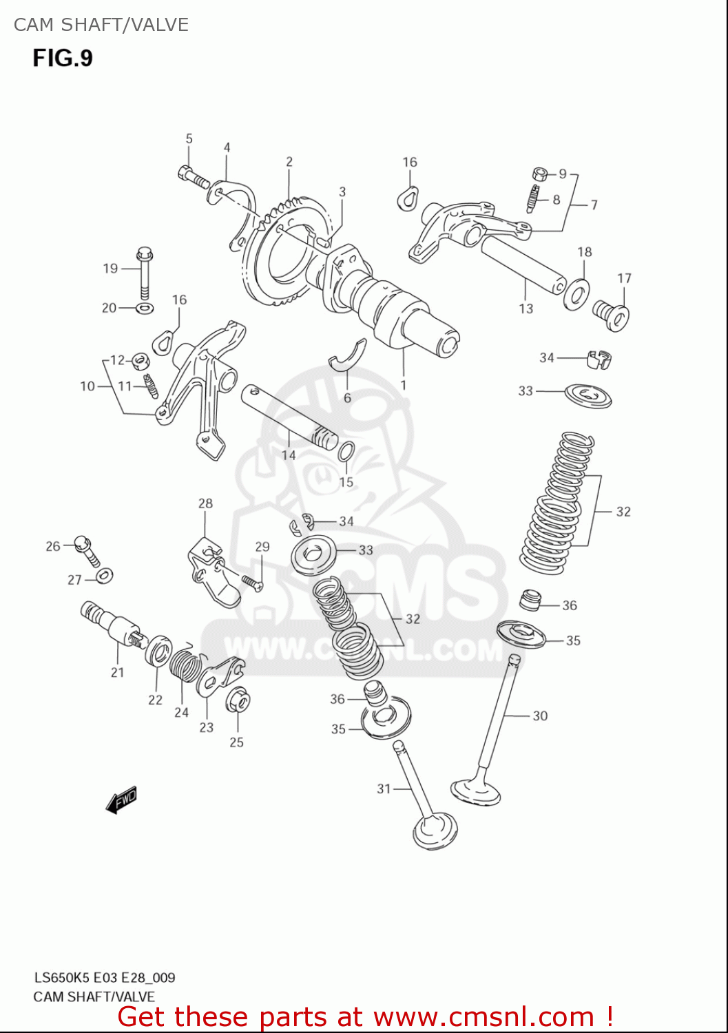 CAM SHAFT/VALVE LS650 2005 (K5) USA (E03)