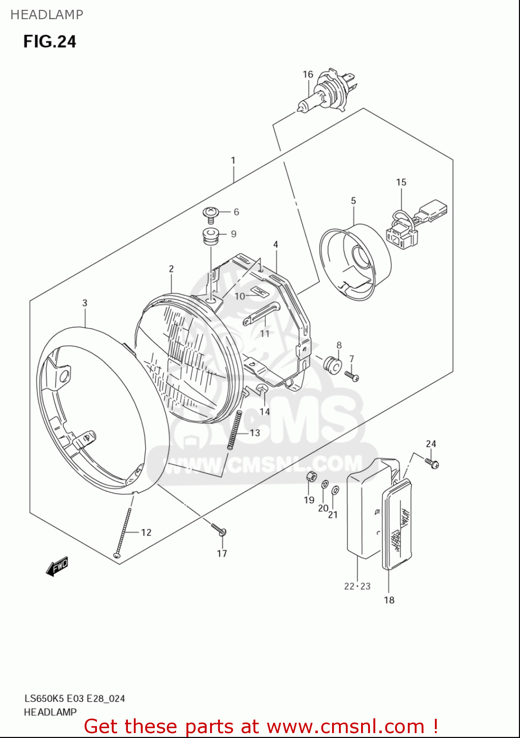HEADLAMP LS650 2005 (K5) USA (E03)