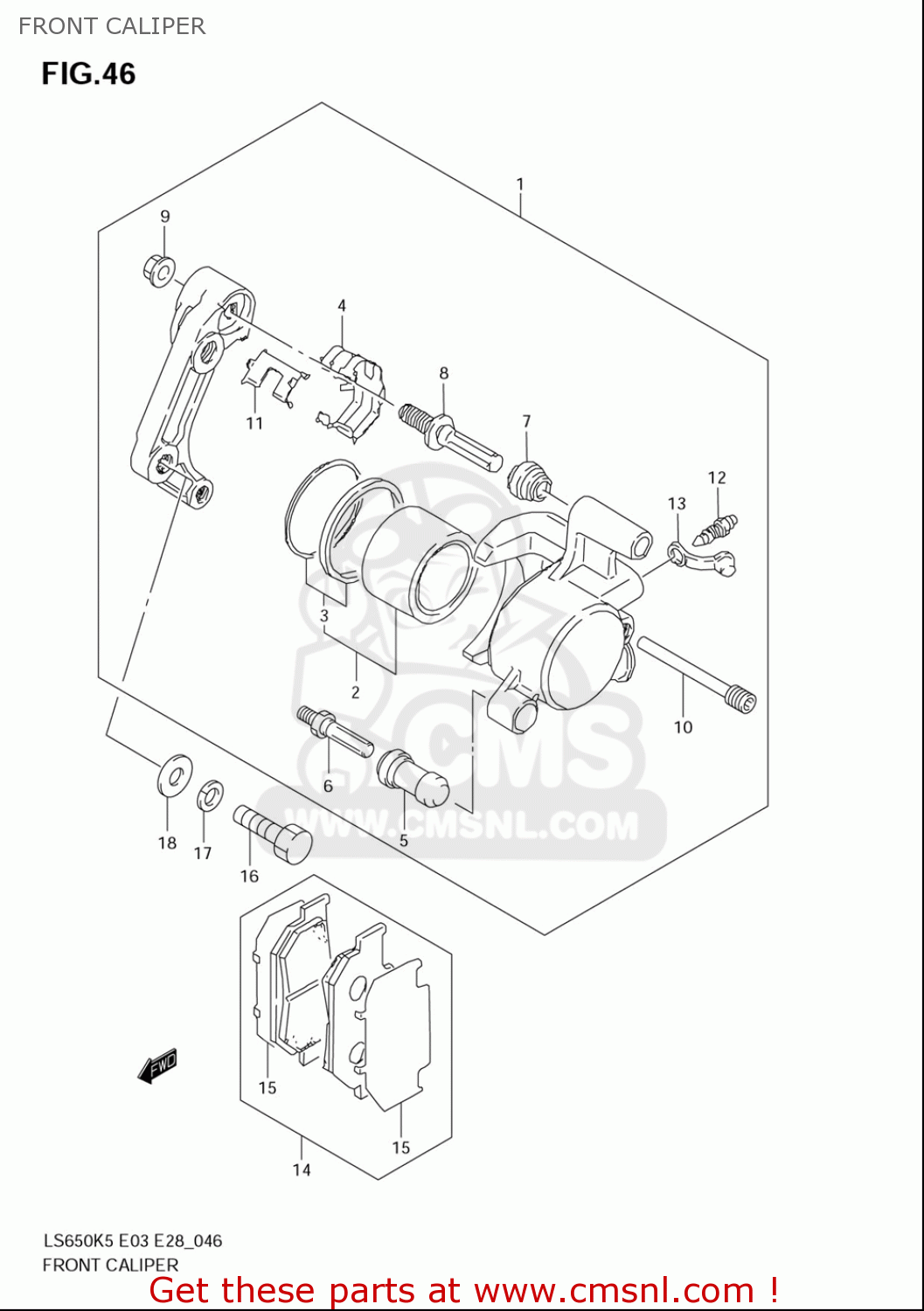 FRONT CALIPER LS650 2005 (K5) USA (E03)