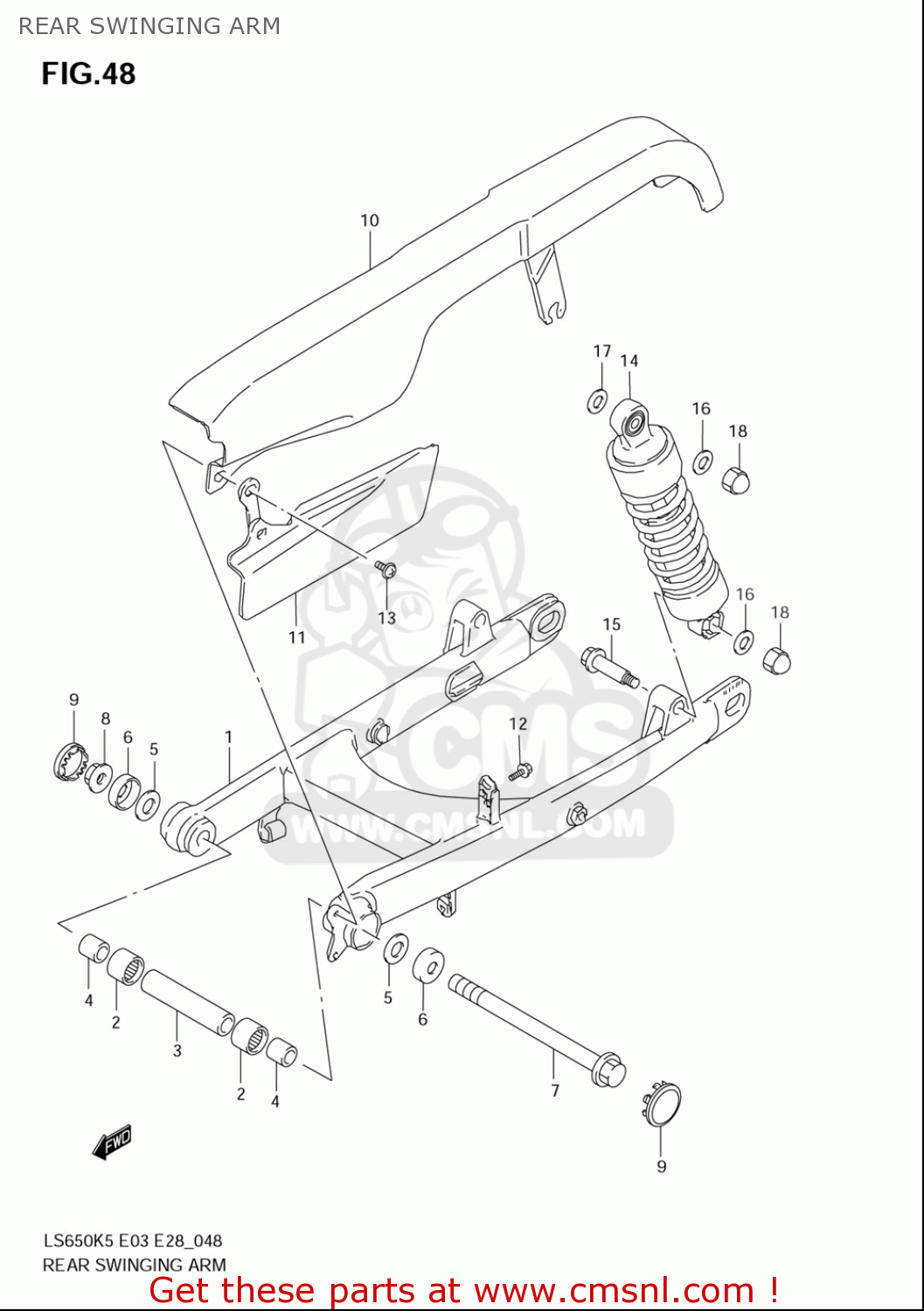 REAR SWINGING ARM LS650 2005 (K5) USA (E03)