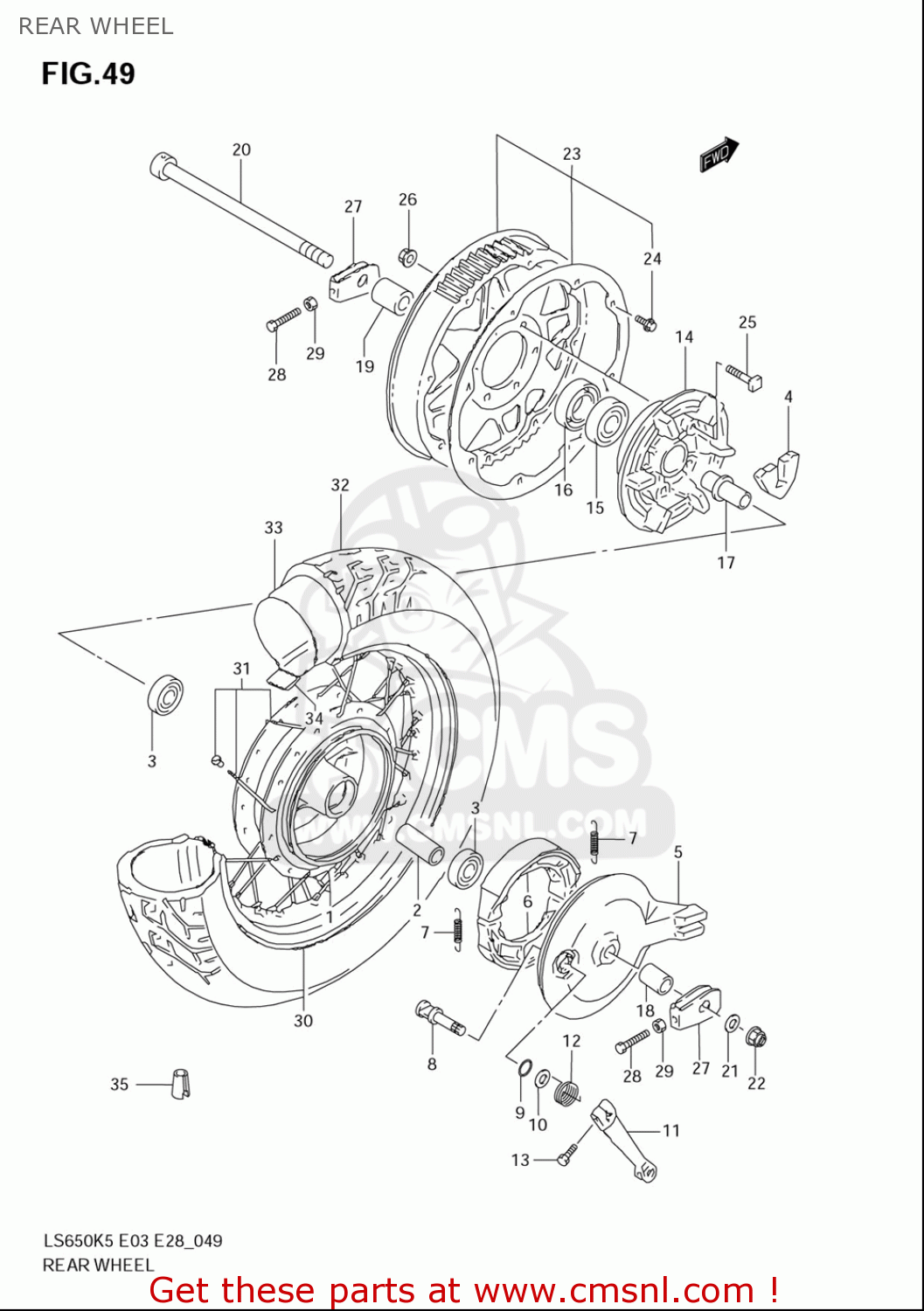 REAR WHEEL LS650 2005 (K5) USA (E03)