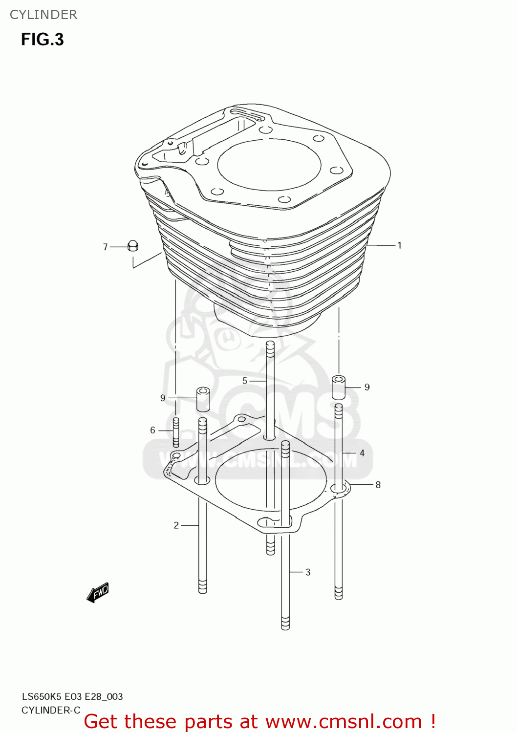 CYLINDER LS650 BOULEVARD S40 2005 (K5) USA (E03)