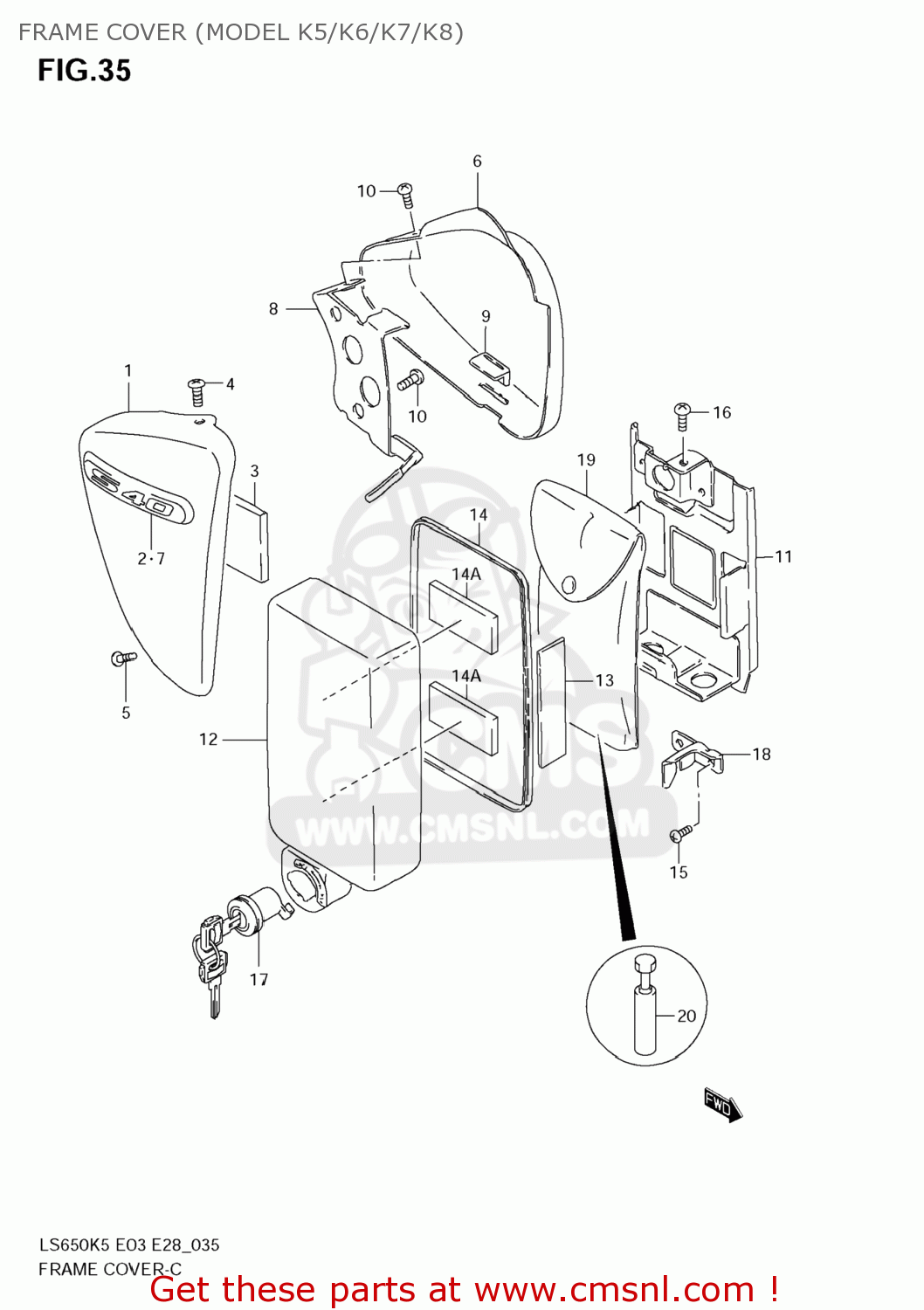 FRAME COVER (MODEL K5/K6/K7/K8) LS650 BOULEVARD S40 2005 (K5) USA (E03)