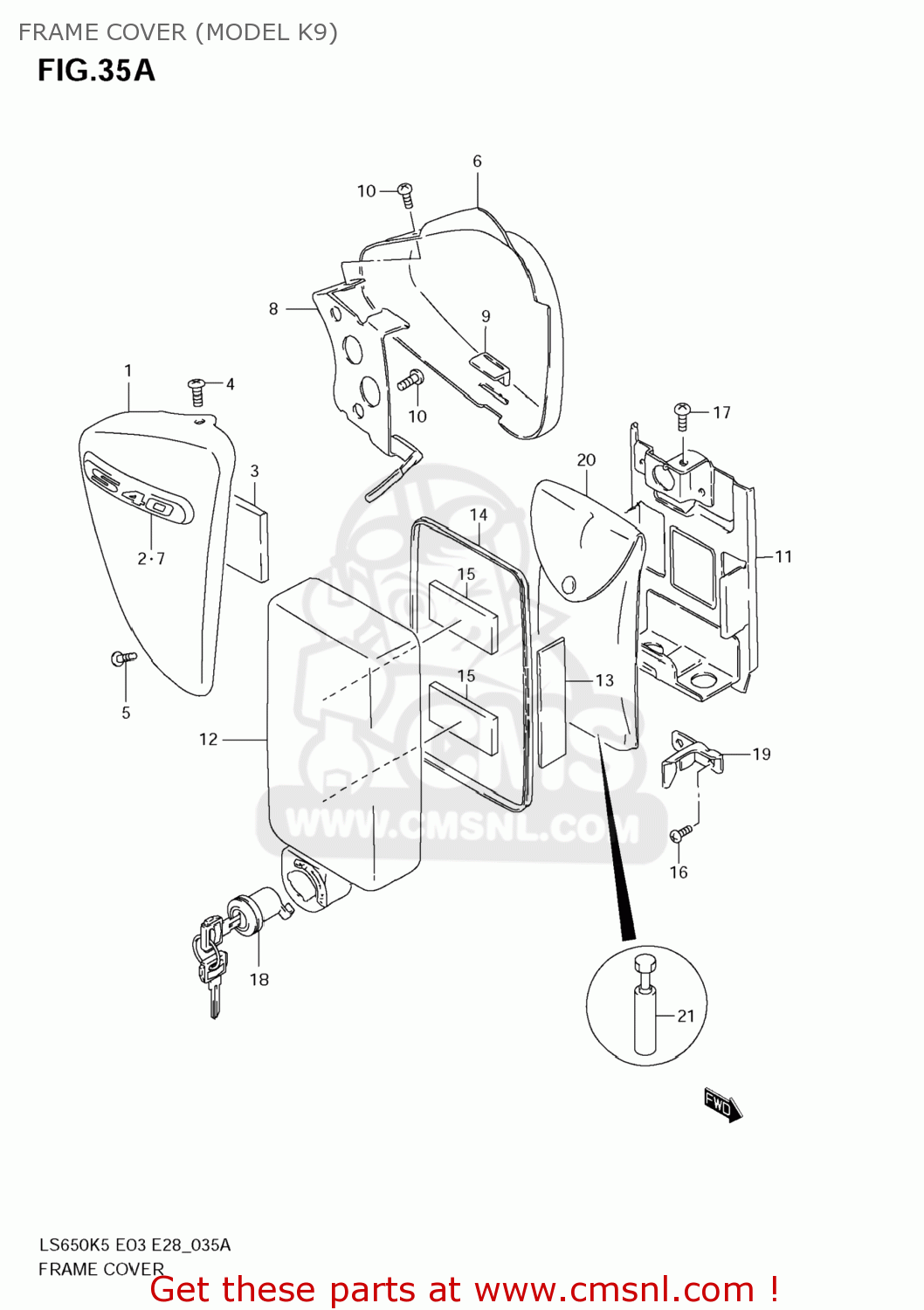 FRAME COVER (MODEL K9) LS650 BOULEVARD S40 2005 (K5) USA (E03)