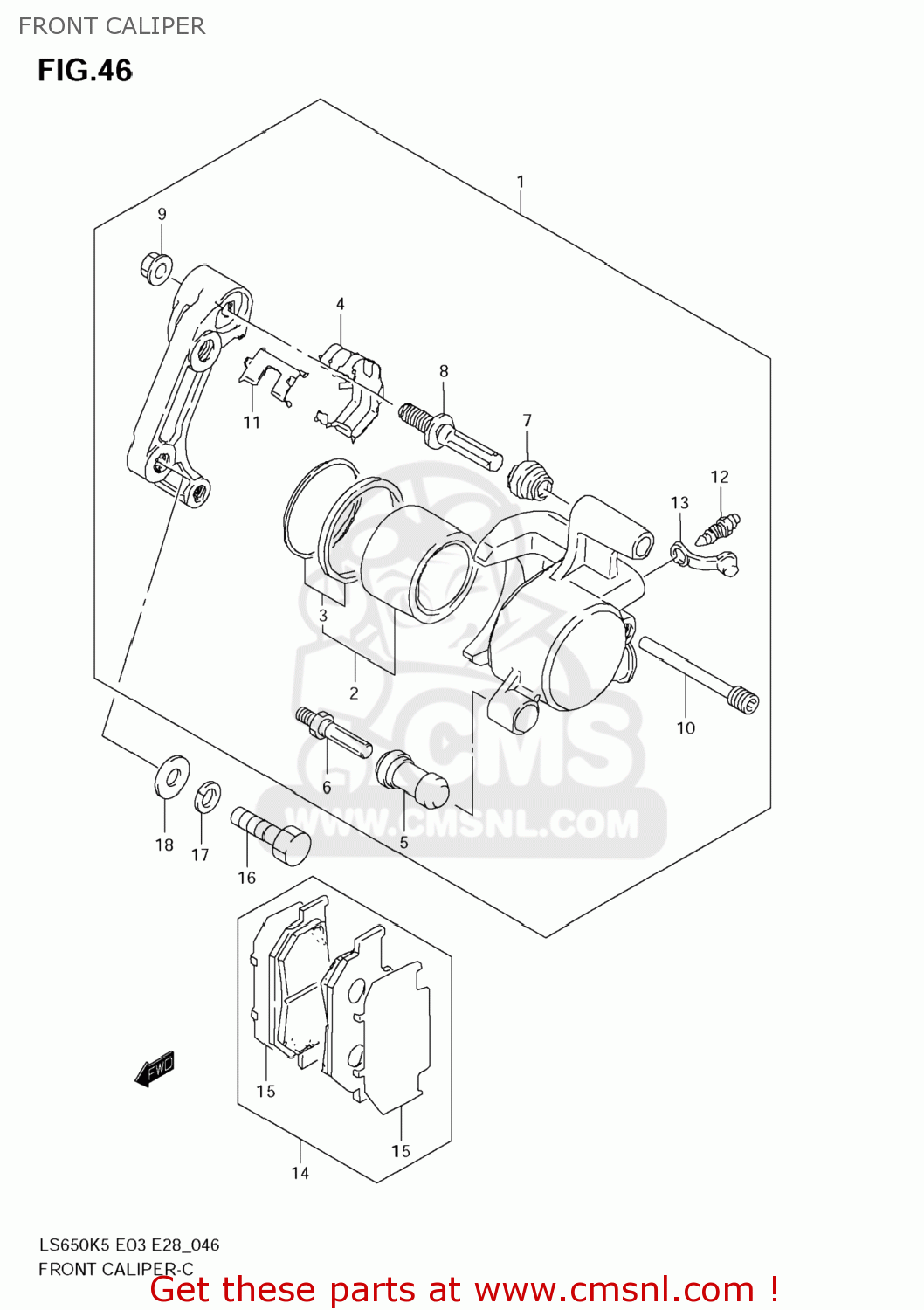 FRONT CALIPER LS650 BOULEVARD S40 2005 (K5) USA (E03)