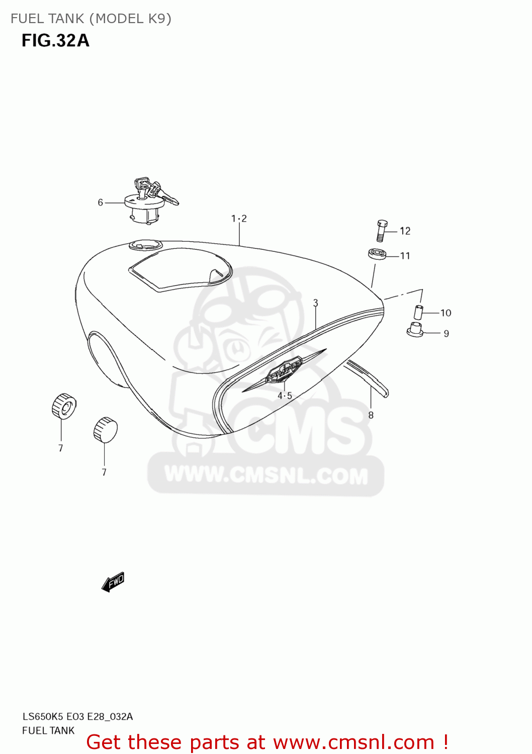 FUEL TANK (MODEL K9) LS650 BOULEVARD S40 2005 (K5) USA (E03)