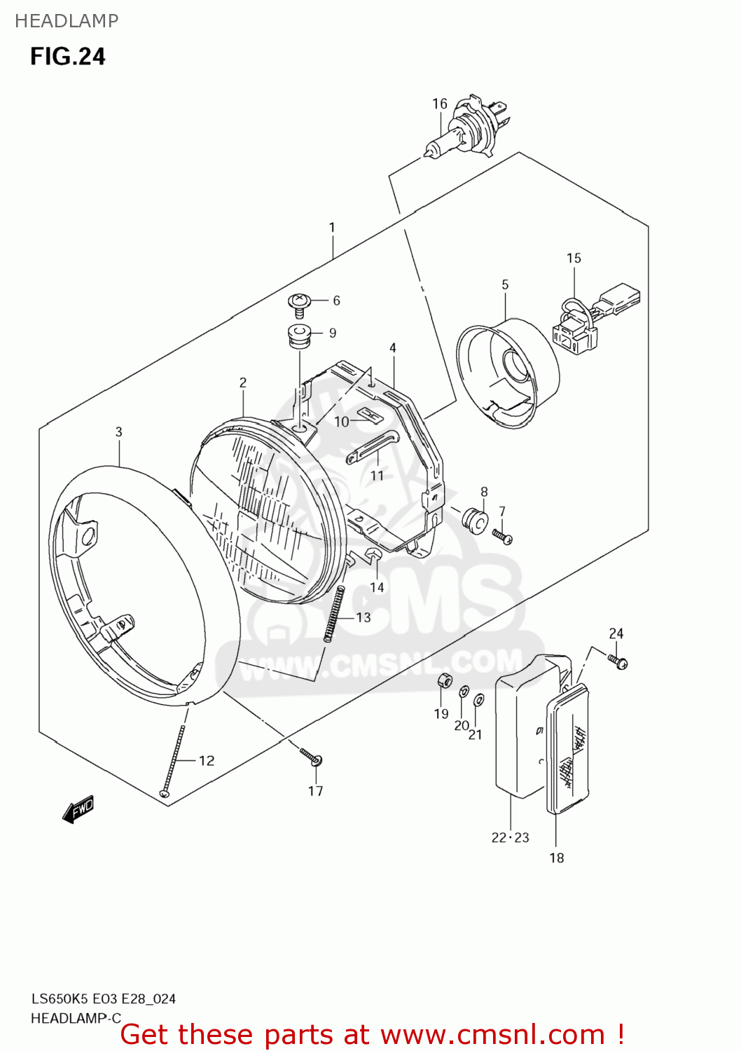 HEADLAMP LS650 BOULEVARD S40 2005 (K5) USA (E03)