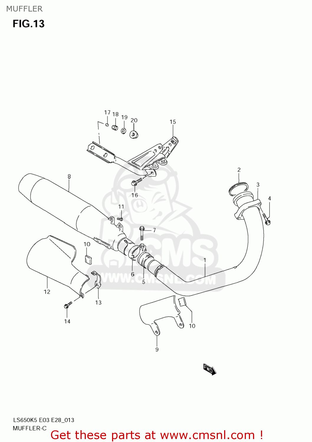 MUFFLER LS650 BOULEVARD S40 2005 (K5) USA (E03)