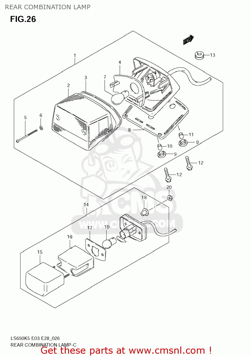 REAR COMBINATION LAMP LS650 BOULEVARD S40 2005 (K5) USA (E03)