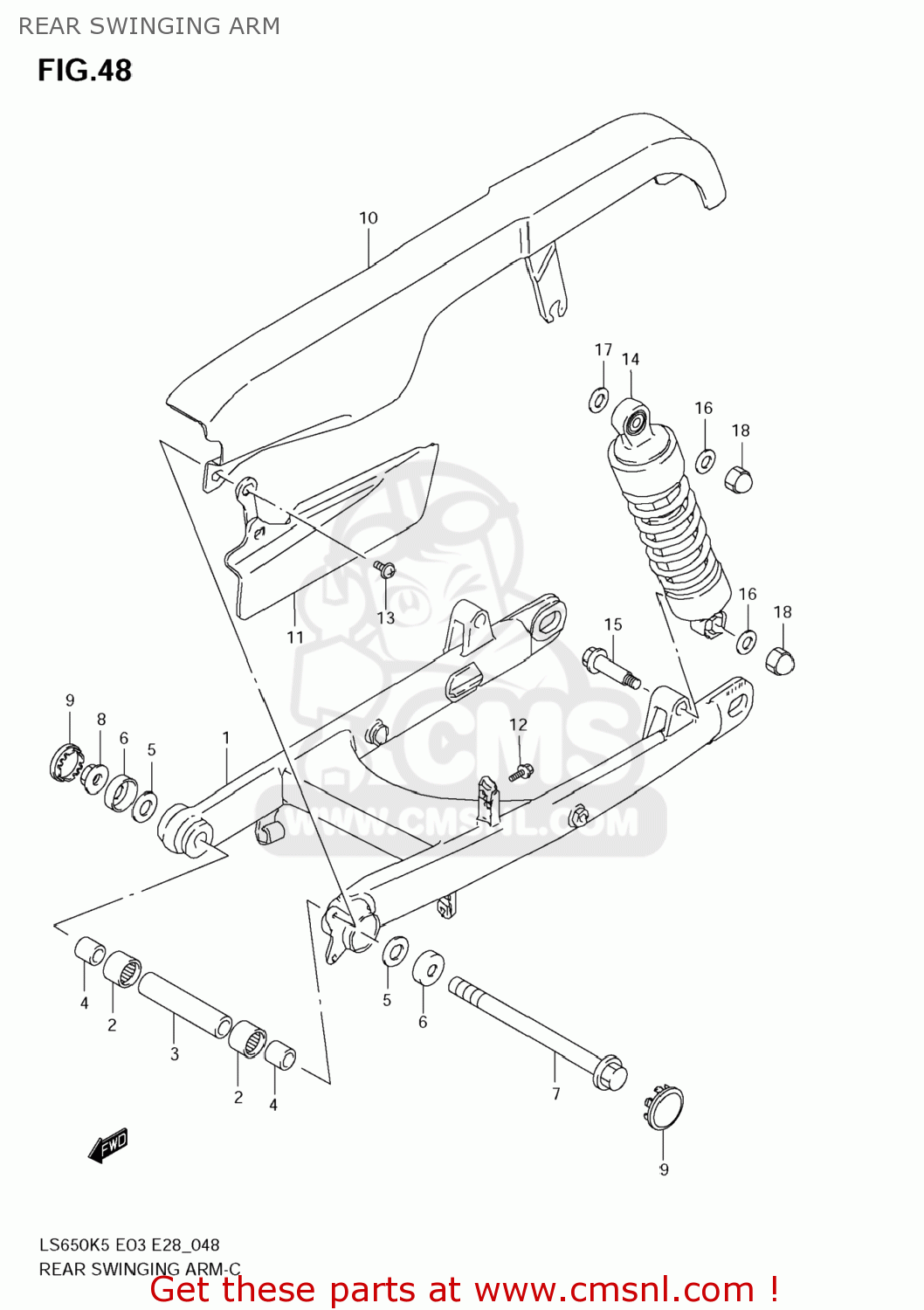 REAR SWINGING ARM LS650 BOULEVARD S40 2005 (K5) USA (E03)