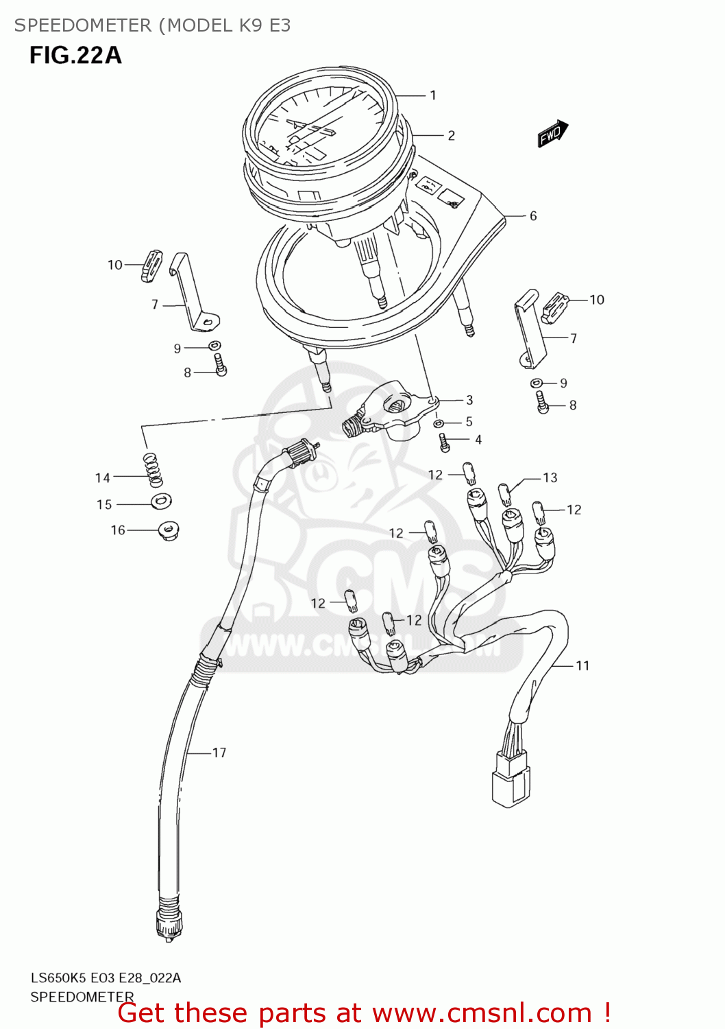 SPEEDOMETER (MODEL K9 E3 LS650 BOULEVARD S40 2005 (K5) USA (E03)