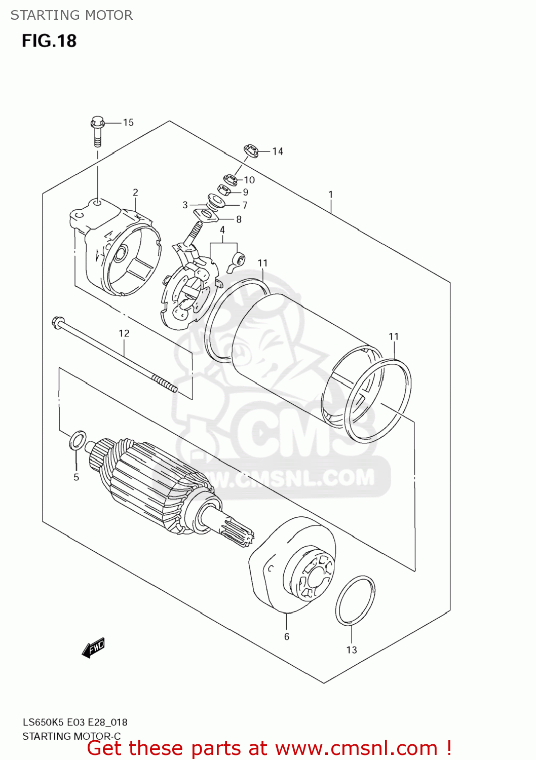 STARTING MOTOR LS650 BOULEVARD S40 2005 (K5) USA (E03)