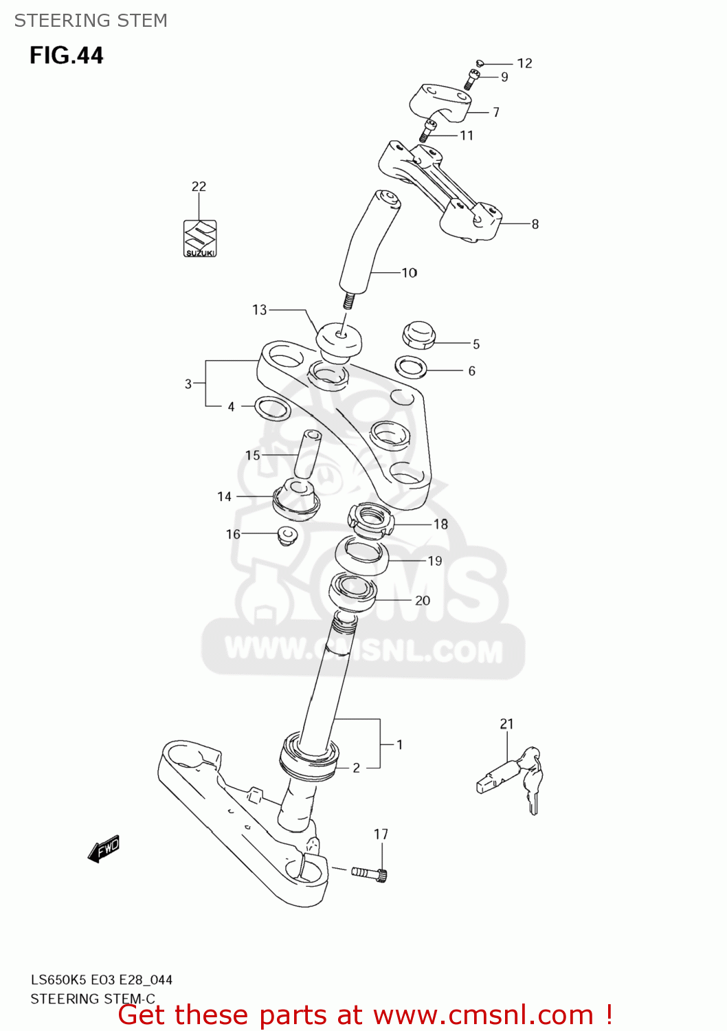 STEERING STEM LS650 BOULEVARD S40 2005 (K5) USA (E03)